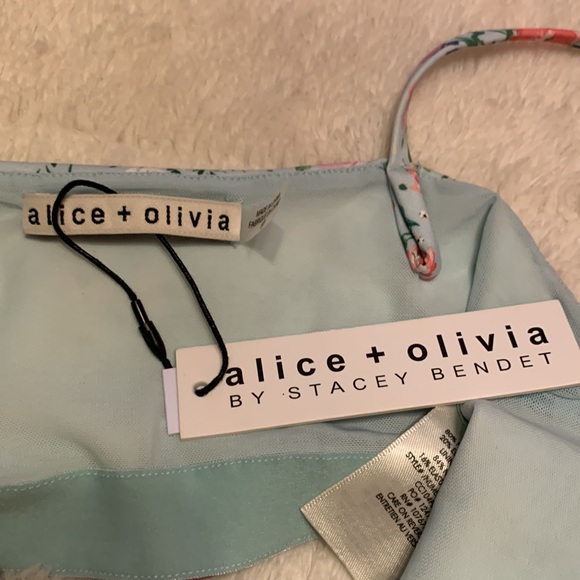 Alice + Olivia NWT Penny Scoop Crop Top Blue Floral Size Small - Picture 6 of 13